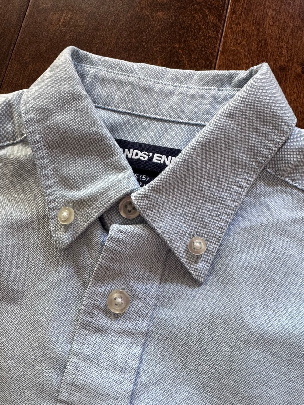 Lands' End Boys Light Blue Button-Down Oxford Shirt - Size 5